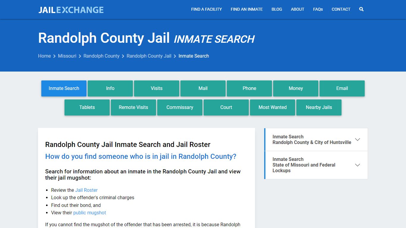 Inmate Search: Roster & Mugshots - Randolph County Jail, MO