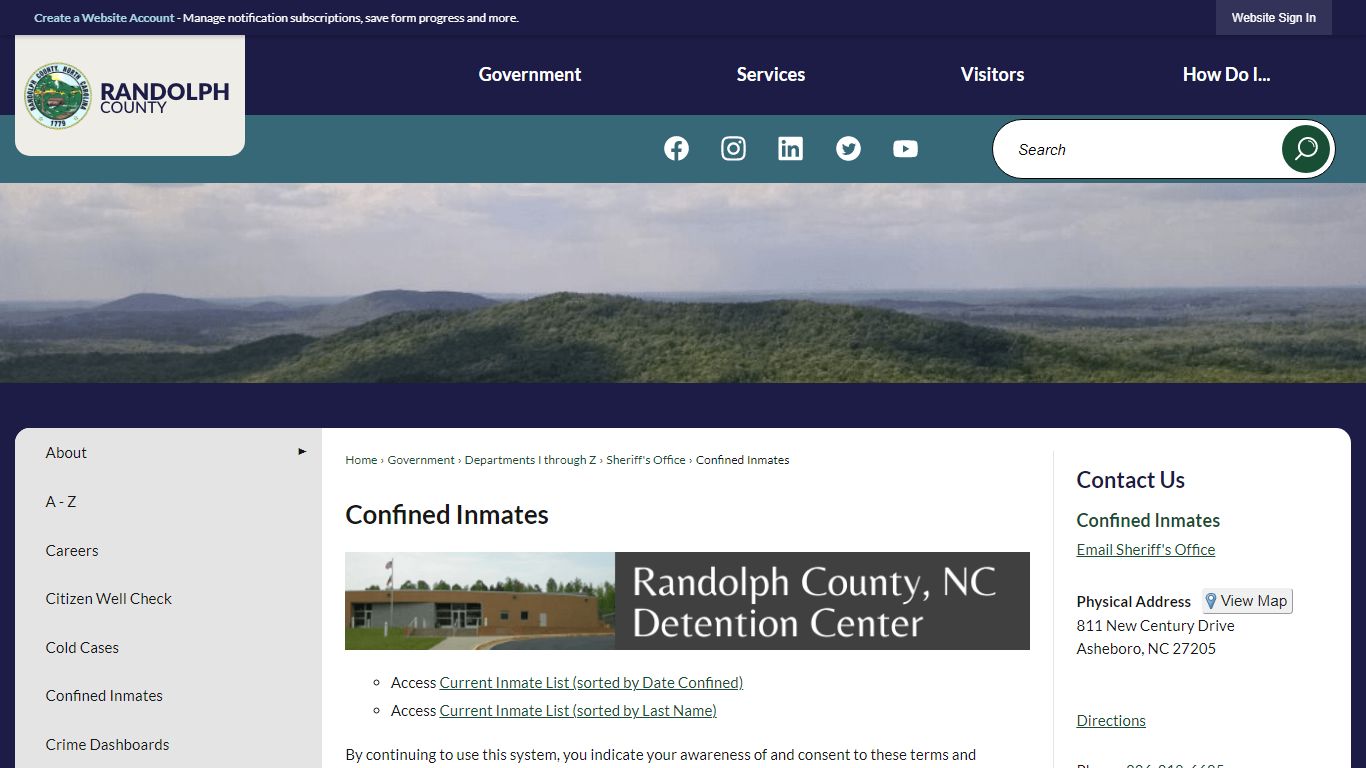 Confined Inmates | Randolph County, NC